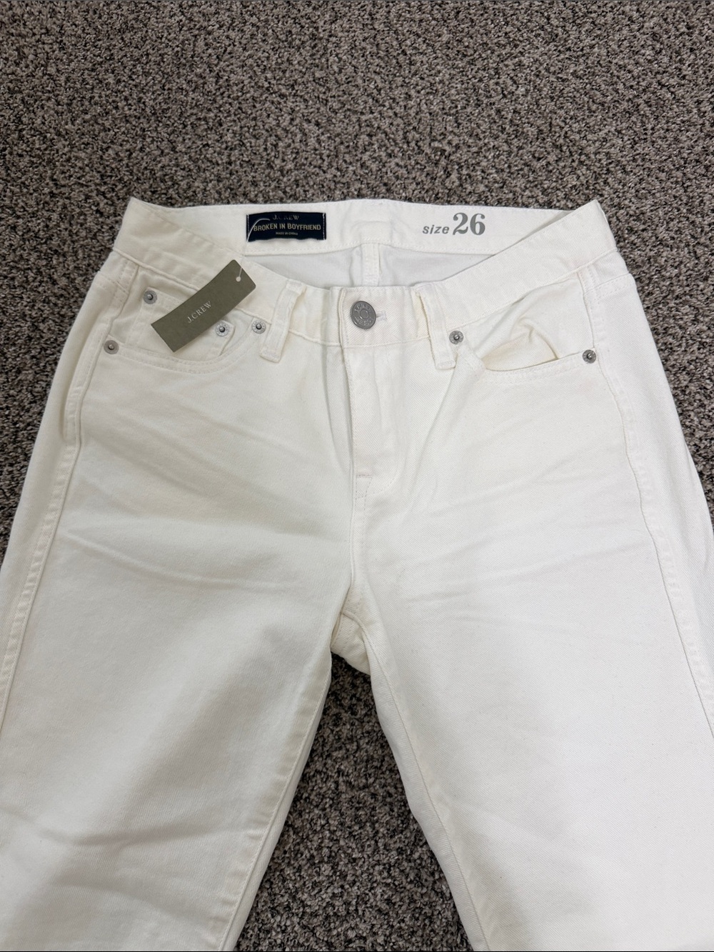 J. Crew White Boyfriend Jeans